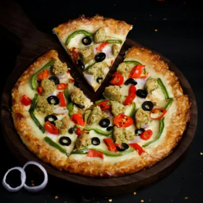 Pizza Vegetarisch Top view slice