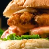 Crunchy Chicken Burger close up view