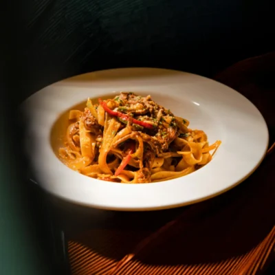 Pasta Bolognese far shot